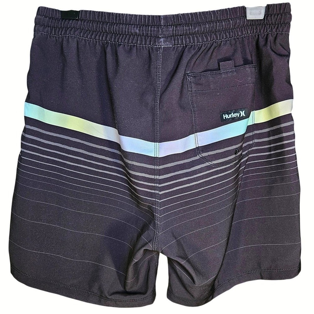 Hurley Men's Cannonball Volley Shorts Black Striped Swim Trunks Size L Gorpcore - Picture 2 of 15